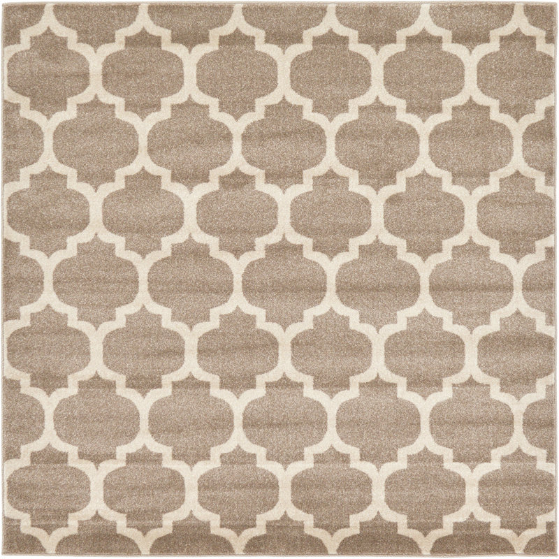 Tapis brun clair / beige tissé à la machine Molly, Carré 6 pi 1 po