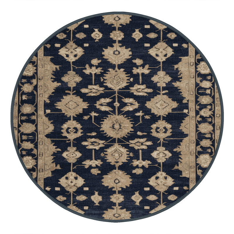 Tapis gris lavable à la machine, Rond 7 pi