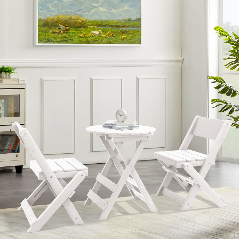 Ensemble repas d'extérieur pliant pour 2 personnes, Blanc