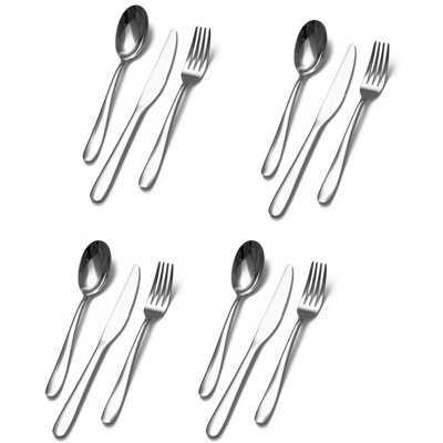 Service de table 12 pièces en acier inoxydable avec 4 couteaux, fourchettes et cuillères