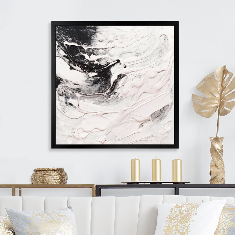 «White Twist Watercolor II», impression sur toile, Cadre photo noir, H 16 po x l 16 po x P 1 po