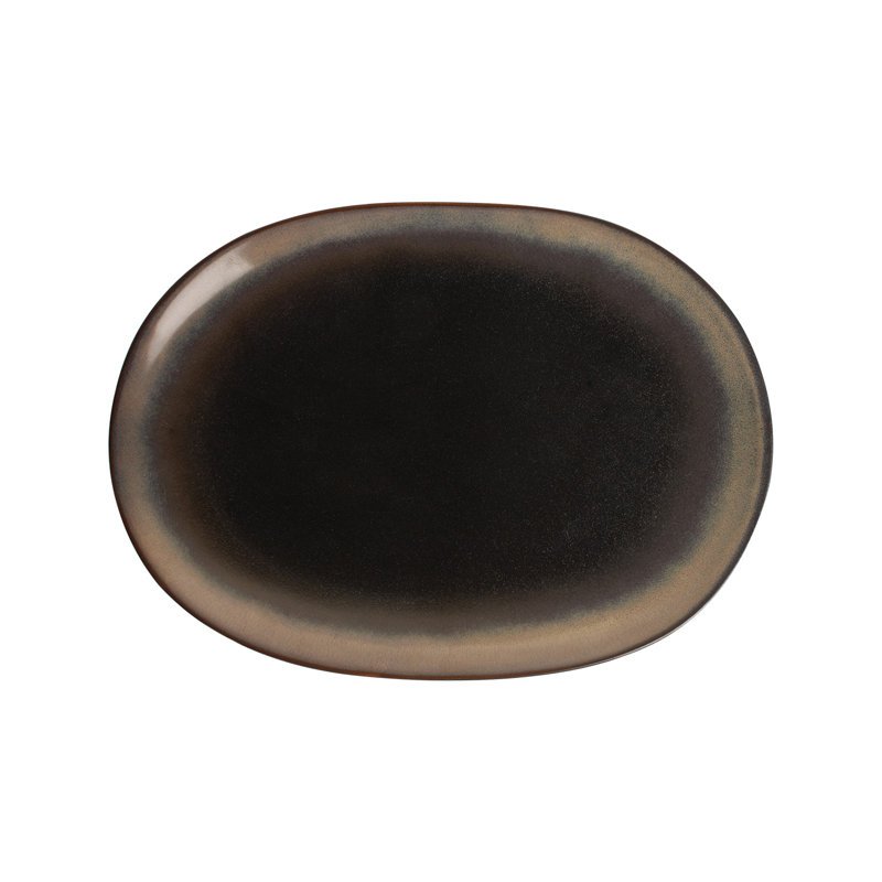 CAC China Venus Platter Midnight Black/Desert Beige 12"