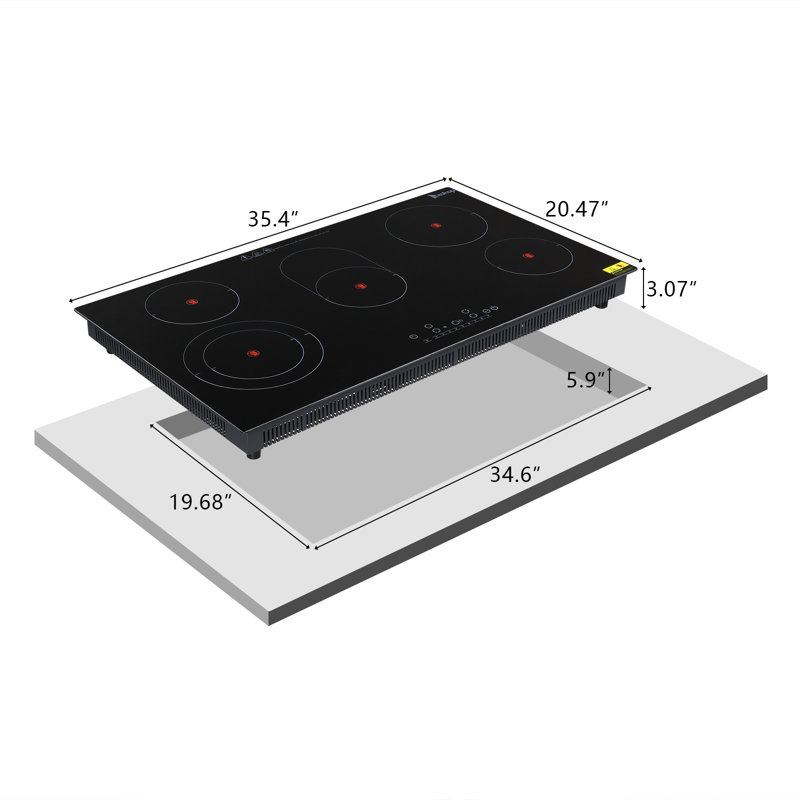 Winado 35" Black Electric 5 Burner Cooktop