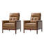 Fauteuil Outen de style Mid-Century moderne en cuir véritable avec accoudoirs en bois massif-843264373