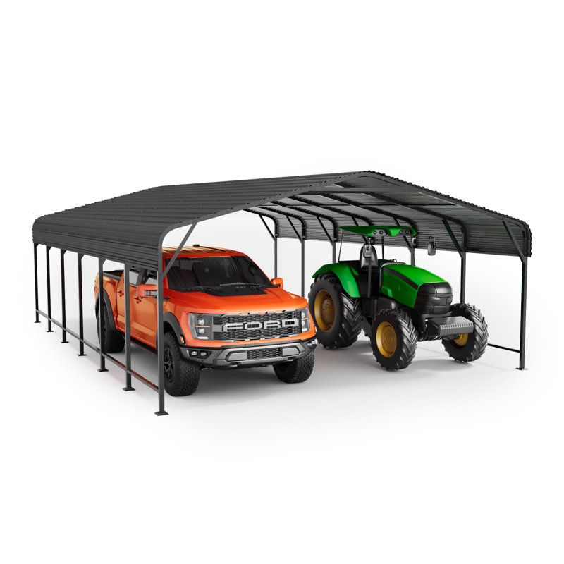 EASYHAWK 20 ft. W x 30 ft. D Galvanized Steel Carport with Sloped Roof, 104" H x 140" W x 233" D