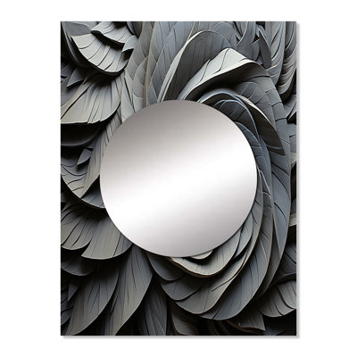 Gairy Grey Spiraling abstrract flowers - Abstract Spirals Unique Wall Mirror, Modern Mirror, Printed Metal Art