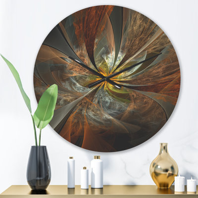 Wood Wall Clock - Symmetrical Fractal Flower