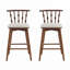 Ensemble de 2 tabourets de bar d'intérieur en bois Doria, finition noyer avec revêtement beige-1418782386