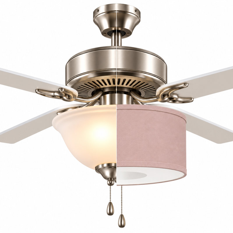 Abat-jour en lin pour ventilateur de plafond P 8 po x 15 po de diamètre + Ensemble d'adaptateur de ventilateur + Diffuseur (tout est nécessaire dans 1 boîte)