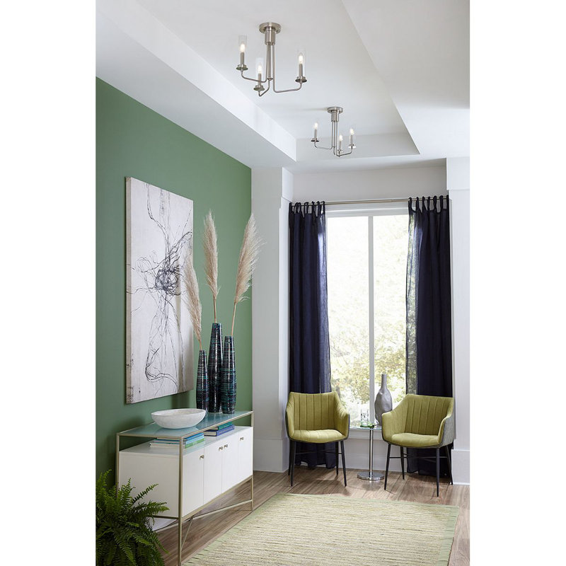 Lustre à plusieurs niveaux avec accents en cristal 3 lumières Aoife, Nickel brossé