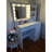 Bedroom Dressing Table With Adjustable Lights - Three Levels Of Cabinets, Particle Board Vanity Desk For Bedroom, Lights, Large Shelf And Drawer Storage, White