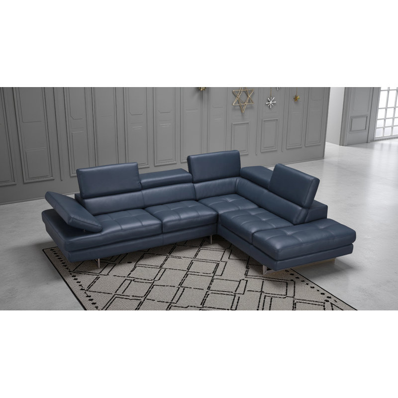Canapé modulaire 2 pièces Antalya, Cuir véritable bleu