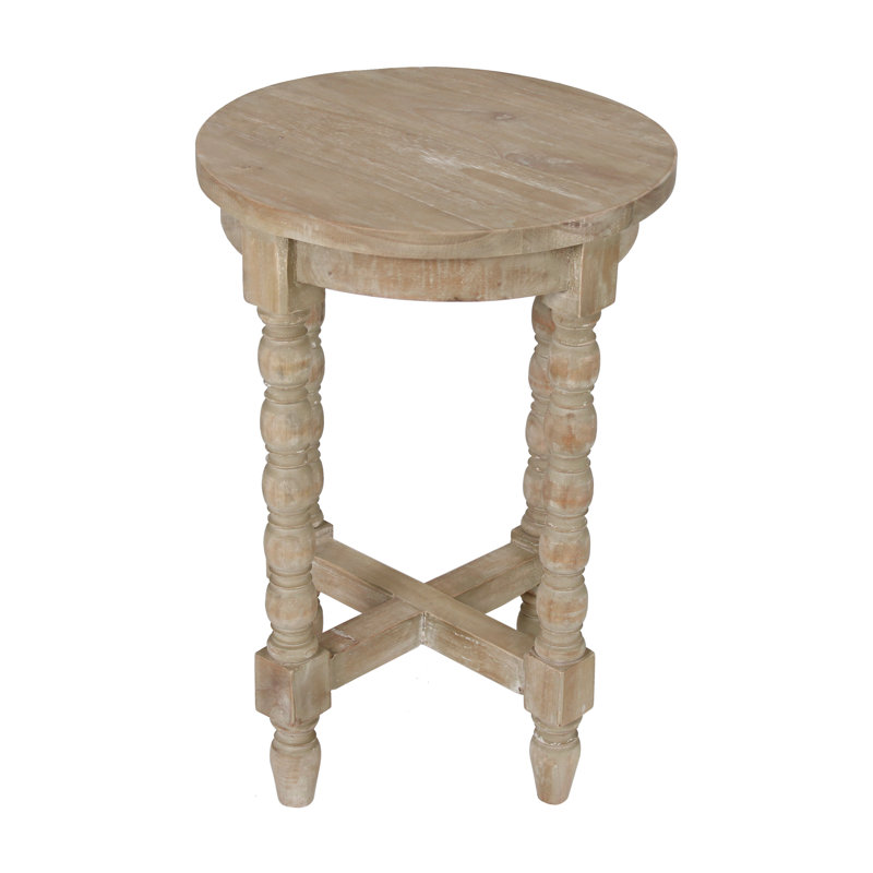 Aiden Round Solid Wood End Table, Natural