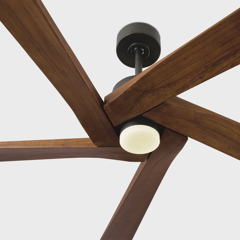 Visual Comfort Fan Aspen 84 Indoor Ceiling Fan with Threaded Downrod, Midnight Black blades and Handheld Remote, Dark Walnut