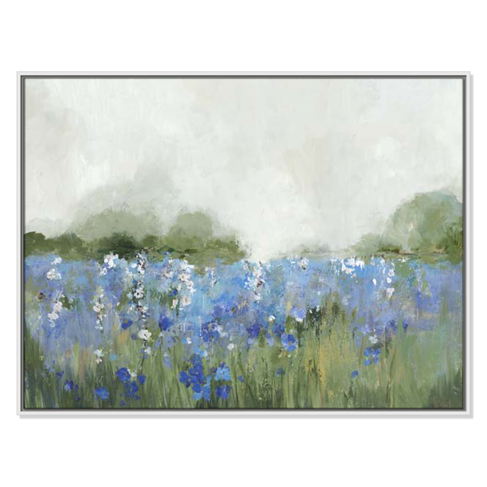 Meadows Bluebels Field "Meadows Bluebells Field" Print, 31.5" H x 41.5" W x 2" D, White Framed