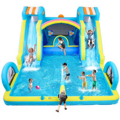 Large Inflatable Bounce House with Double Slides, Oxford Fabric Jump Castle with Blower for Kids, Indoor/Outdoor Bouncy House for Backyard Parties