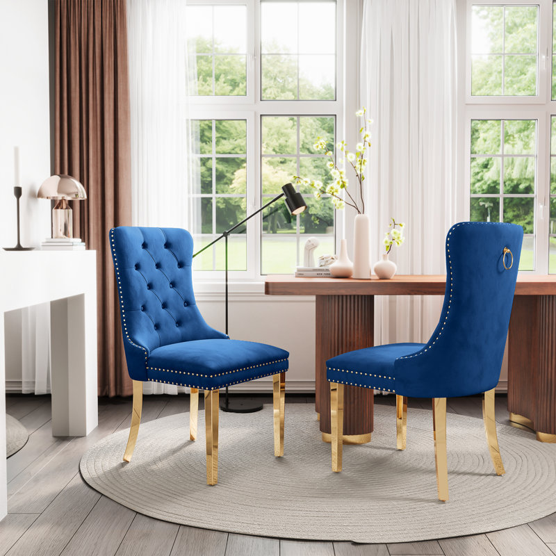 Chaise Parsons, Doré, Bleu