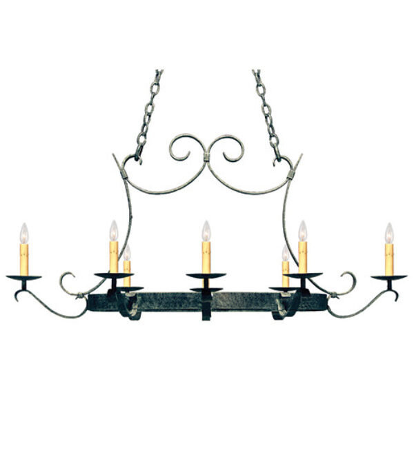 Handforged Oval 8 - Light Chandelier, Blackwash, No Shade