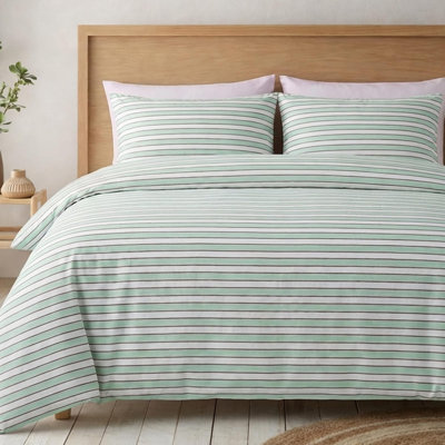 Cotton Striped Duvet Cover Set Queen Size,Sage Green Ticking Stripe Duvet Cover,100% Cotton Silky-Smooth Sateen Weave 3 Pcs Luxury Farmhouse & Cottagecore Bedding Set for All Seasons