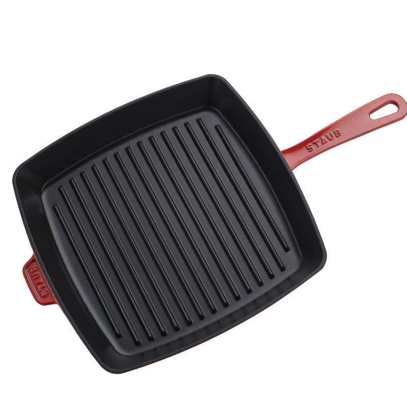 Staub Cast Iron Square Grill Pan, 12" x 12", Cherry