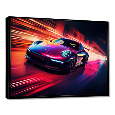 Futuriste fuchsia haute vitesse - reproduction d'art mural exotique de voiture