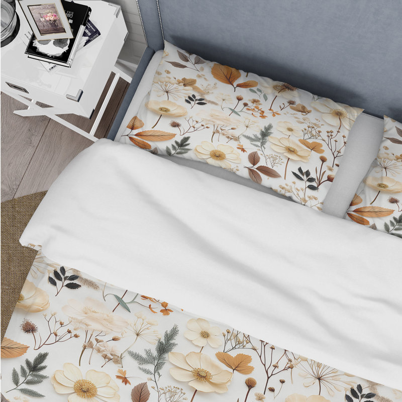 Earthy Serenity - Plants Duvet Cover Set, Housse de couette pour très grand lit et 2 très
