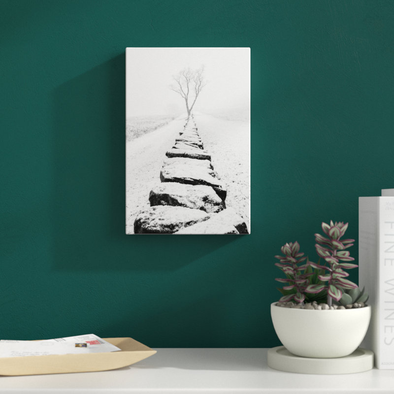Snowy Stone Wall by Aledanda - No Frame Print on Canvas, 30cm H x 20cm W x 3.8cm D