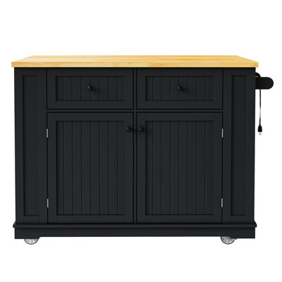 3 Kitchen Island With Slow-Close Hinges, Spice Rack, And Towel Rack For Functionality
