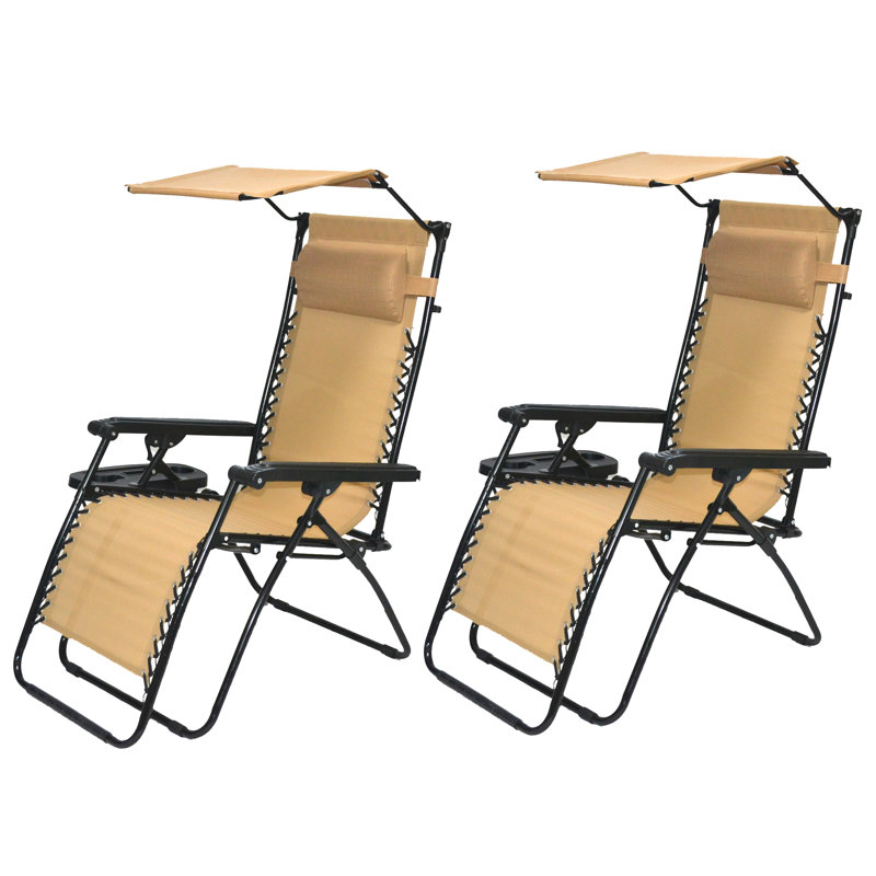 Mir Folding Zero Gravity Chair, Black/Tan Beige
