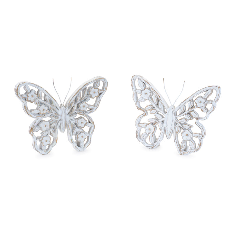 Décor de papillon floral blanc délavé