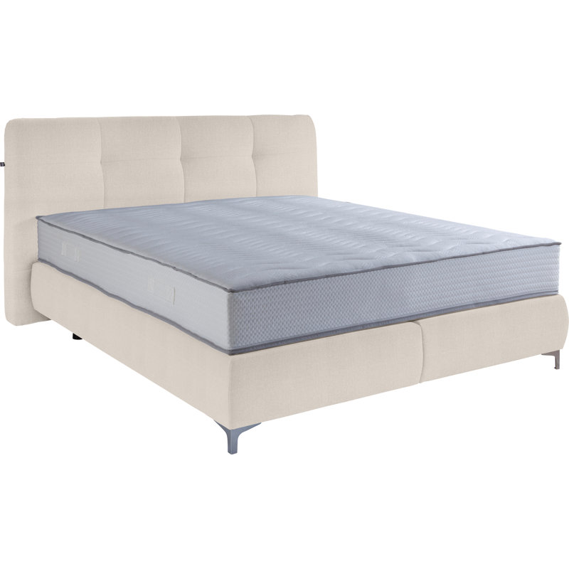 Boxspring Bed Vicky, White/Beige, European Kingsize (160 x 200cm), H2/H3