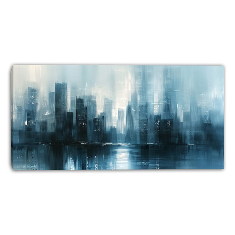 Art mural sur toile bleu brouillard bleu, L 48 po x H 24 po x P 1,5 po