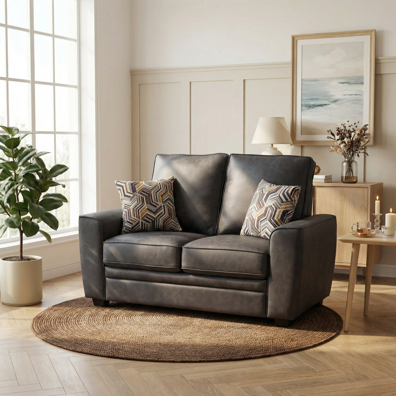 Causeuse moderne en tissu 58,3 po avec coussin, Gris