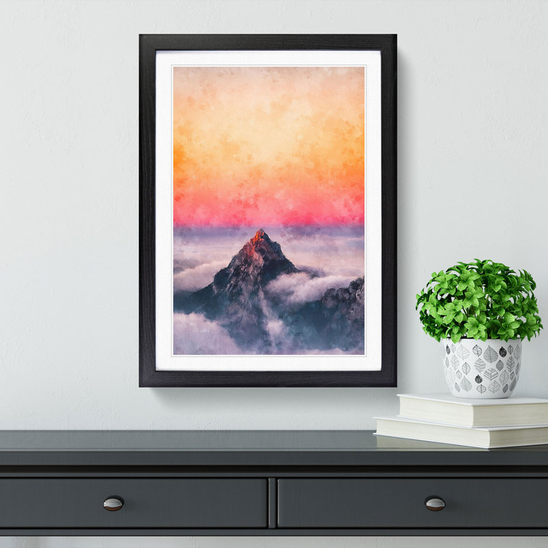 The Top of Matterhorn Mountain - Picture Frame Painting Print, 33cm H x 24cm W x 2cm D, Black Framed