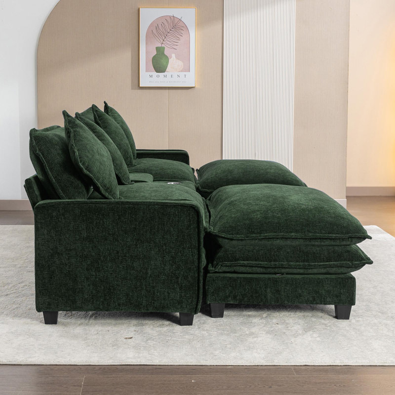 Canapé modulaire en chenille de 111 po, Chenille verte
