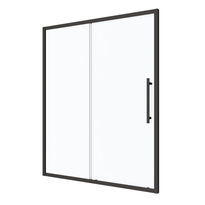 Porte de douche l 50 à 54 po x H 72 po, noir mat, verre trempé de 1/4 po, Nano Easy Clean, film protecteur, fermeture magnétique, nettoyage coulissant ferme de H 50 à 54 po, H 72 po
