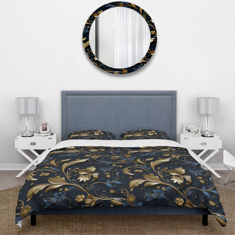 Regal Baroque Flourish Victorian Pattern VIII - Ensemble de housse de couette damassé