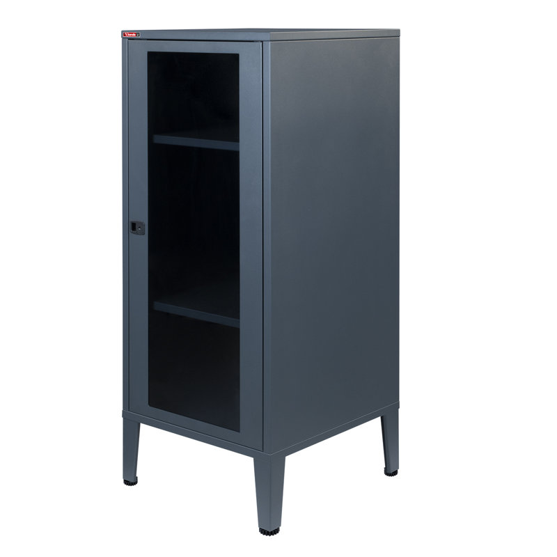 17.72'' Wide 2 - Shelf Storage Cabinet with Cable Management, Anthracite Gray