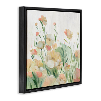 Blush Florals Meadow Framed Floater Canvas Wall Art, design by Hannah Dawson