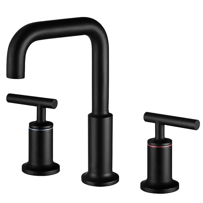 Widespread Matte Black Bathroom Faucet With Accurate Temp Control & Brass 8-Inch Spread Drip- Feature Ceramic