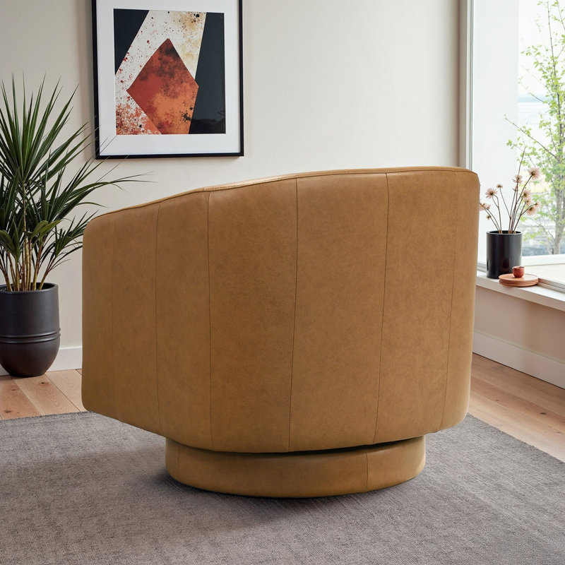 Tan Leather Swivel Chair