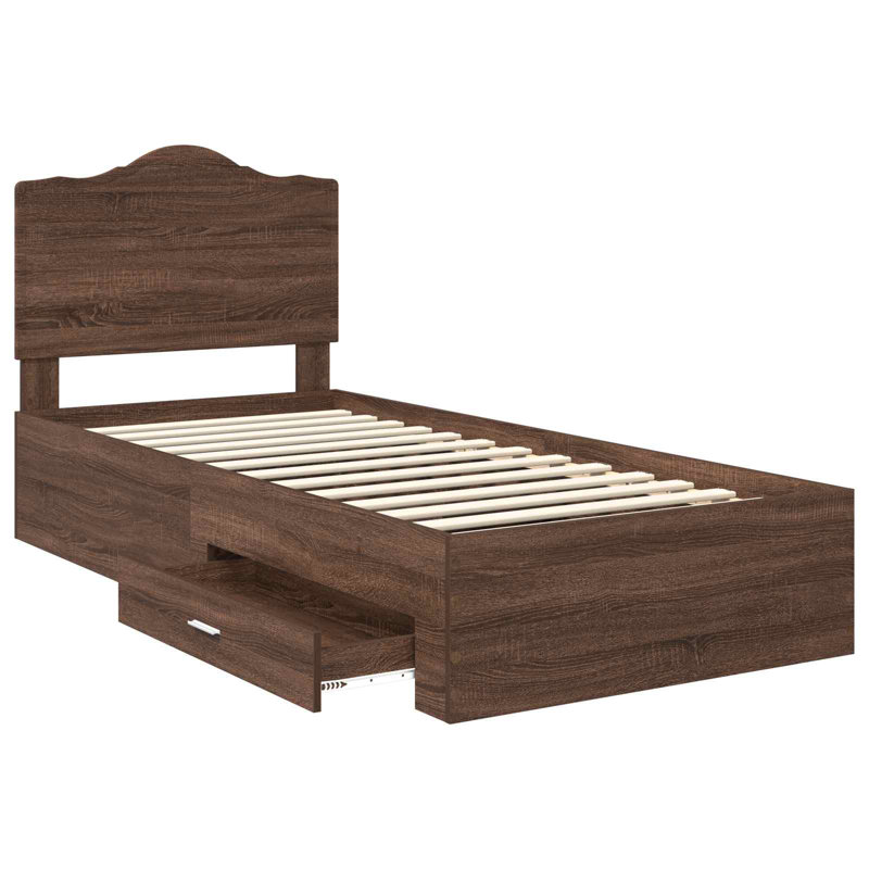 Bed, Brown Oak, Small Single (2'6)