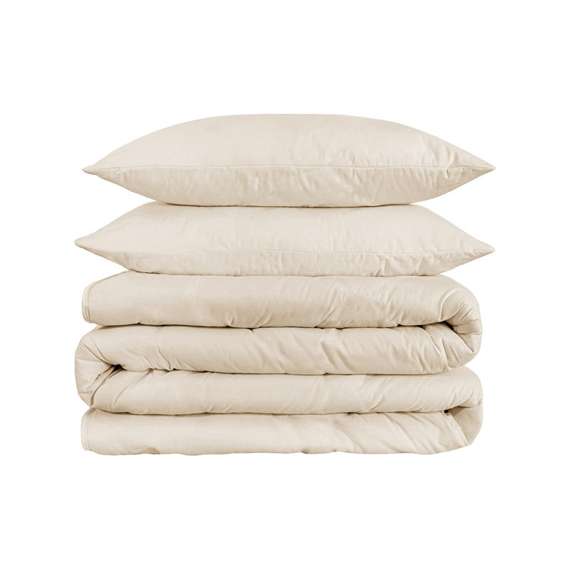 Ensemble de housse de couette lavable en mélange de coton ivoire à densité de tissage 1000 fils, Grand lit