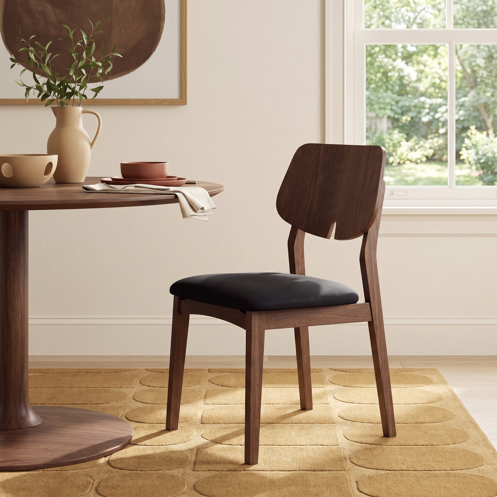 Dyron Oak Side Chair, Shimmy Black/Nogal