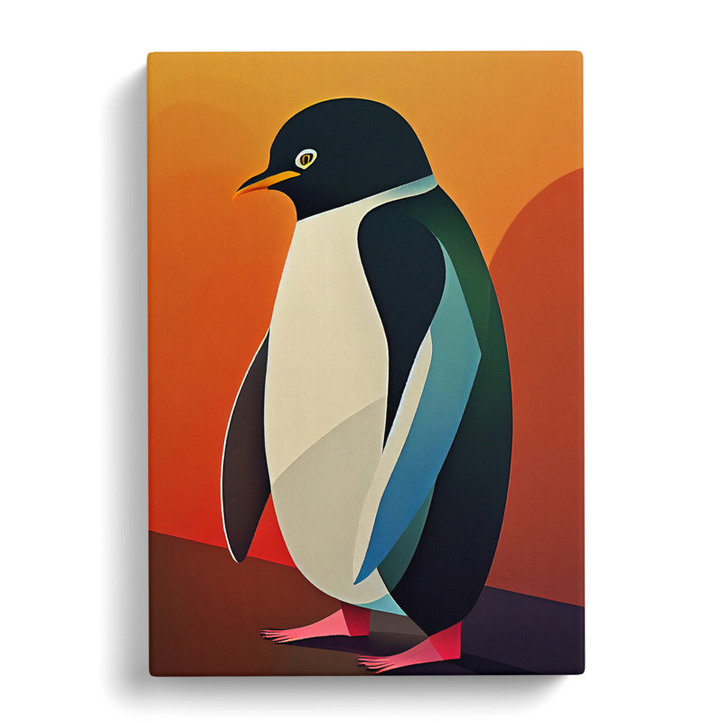 Perfect Penguin Abstract - Wall Art, 60cm H x 40cm W x 3cm D, Wrapped Canvas