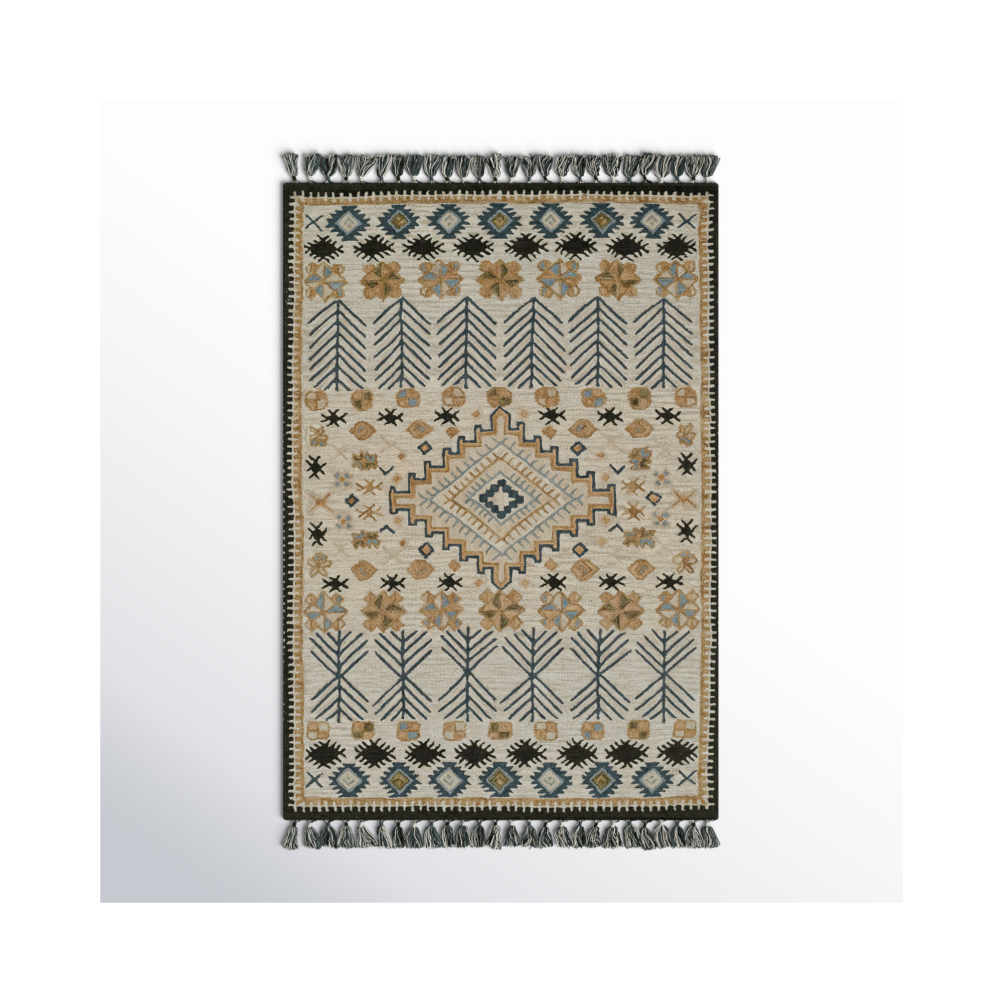 Anine Hand Tufted Wool Rug, Rectangle 5' x 8'