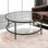 Table basse ronde Gibbs Sivil de 91 cm de diamètre avec plateau en verre, finition bronze noirci