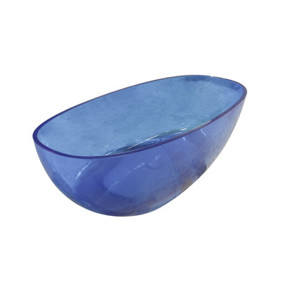 64 Inch Soaking Bathtub, Blue Transparent, Oval Freestanding, High - Quality Resin Freestanding Inch, Oval, Comfortable Design
