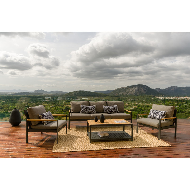 Lifestylegarden Bahamas 4Pc FSC Teak And Aluminum Outdoor Patio Seating Set - Seats 5