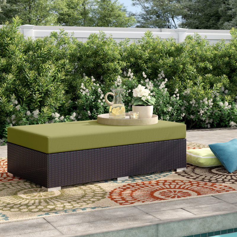 Repose-pieds d'extérieur rectangulaire avec coussin Convene, Péridot